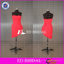 Vestido de dama de honra vermelho Chiffon com bainha curta barato e importado da China